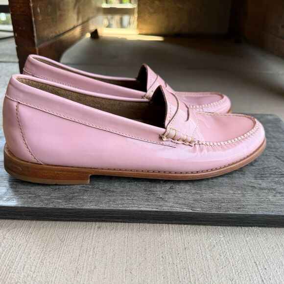 G.H Weejuns Women’s 10 M Pink Leather Penny Loafer Shiny Handcrafted Rare Color - Picture 1 of 15